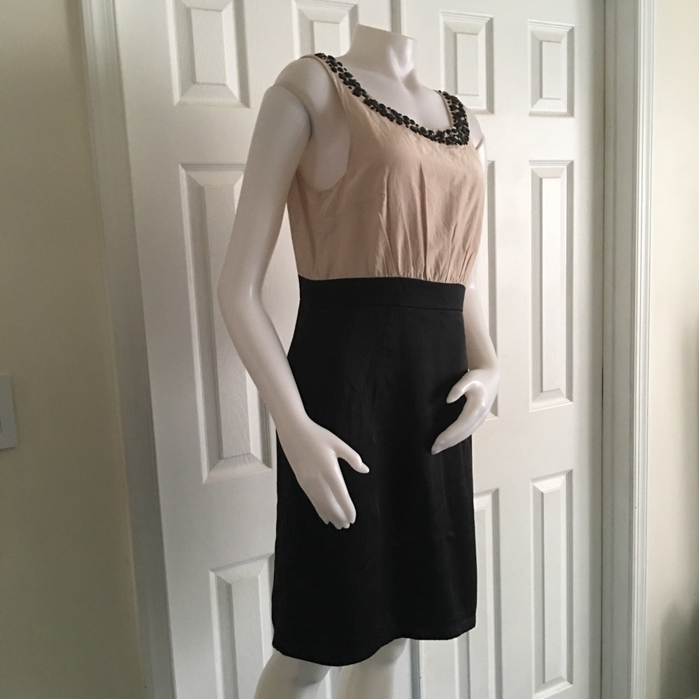 H&M Black Beige Jeweled Neck Dress 14